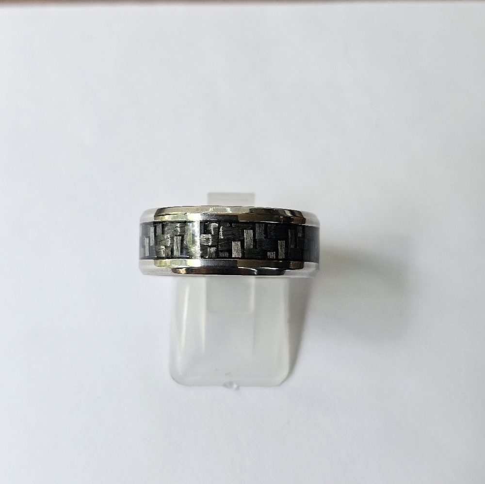 Comfort Fit Grey Carbon Fiber Stainless Steel 8mm Wedding Band! New - Picture 4 of 7